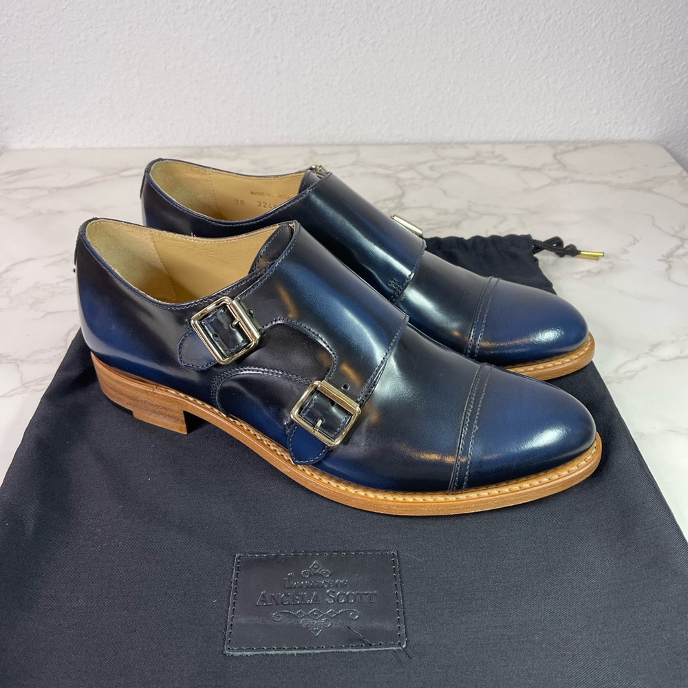 The Office of Angela Scott Mr. Colin Double Monkstrap Dress Shoes 38 Blue